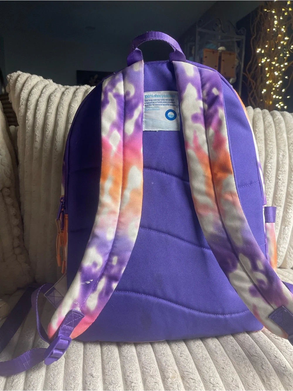 Purple & Pink Tie-Dye Canvas Backpack - Unbranded